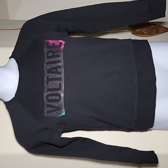 ZADIG & VOLTAIRE Iridescent VOLTAIRE Embellished Sweater/Sweatshirt Black sz S - Picture 1 of 13